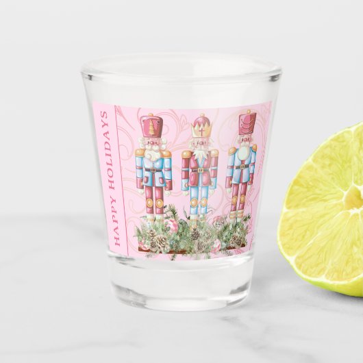 Roze Kerst Notenkraker Trio Shot Glas (Voorkant)