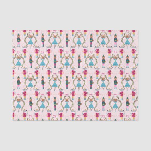 Roze kerst notenkrakerpatroon tissuepapier (Voorkant)