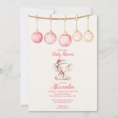 Roze Kerst Olifant Baby shower Kaart (Voorkant)