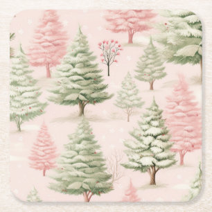 Roze Kerst Papier Onderzetter