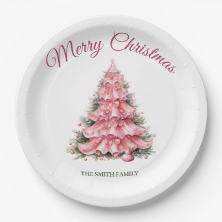 Roze kerst papieren bordje
