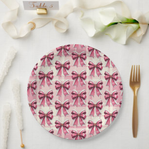 Roze Kerst Plaid Kerstman Strikken Papieren Bordje