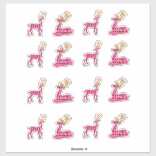 Roze Kerst Rendier Decal Stickers Xmas Santa