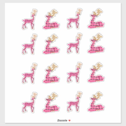 Roze Kerst Rendier Decal Stickers Xmas Santa (Vel)