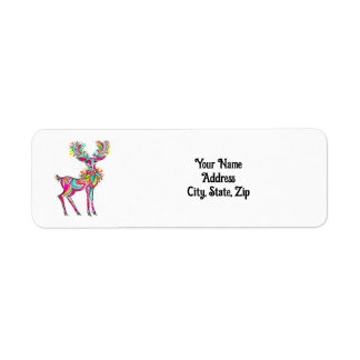 Roze Kerst Rendier Regenboog Retouradres Etiket