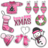 Roze Kerst stickers verpakking (Voorkant)