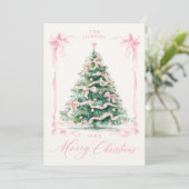 Roze kerst van Merry Feestdagenkaart (Staand voorkant)