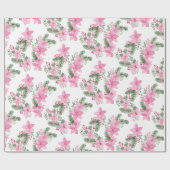 Roze kerst van Poinsettia Cadeaupapier (Vlak)