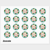 Roze kerst van Poinsettia Ronde Sticker (Vel)