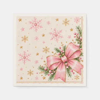 Roze Kerst Verjaardag Servetten | Elegante Roze St
