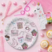 Roze Kerst Waterverf elementen Papieren Bordje (Feest)