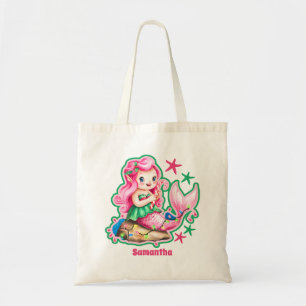 Roze Kerst Zeemeermin Gepersonaliseerde Kinderen Tote Bag