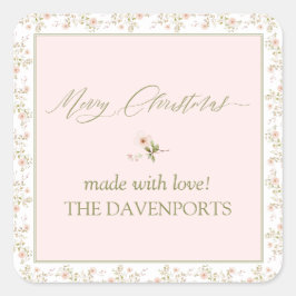 Roze Kerst Zelfgemaakt Voedsel Vakantie Bakken Vierkante Sticker