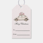  roze kerstauto cadeaulabel (Voorkant)