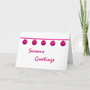 Roze kerstballen aan lint kerstkaart feestdagen kaart