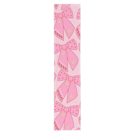 Roze kerstbogen korte tafelloper (Voorkant)