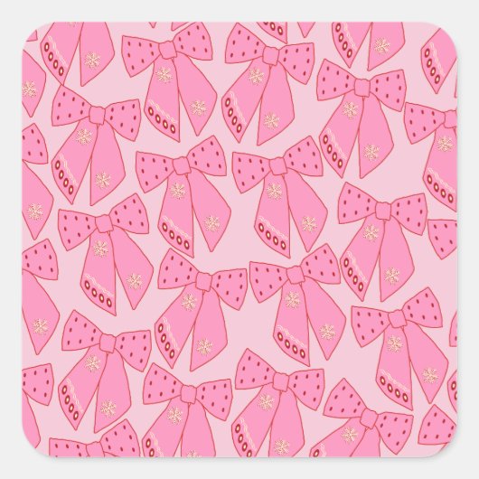 Roze kerstbogen vierkante sticker (Voorkant)