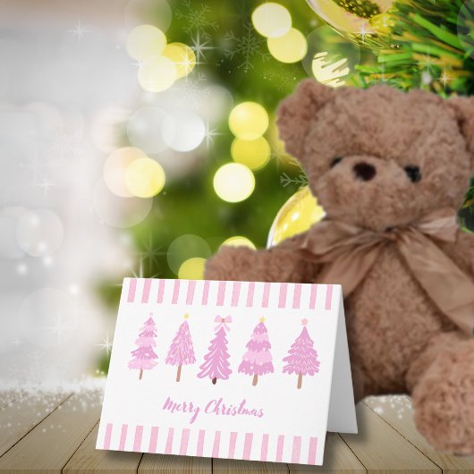 Roze Kerstbomen Blank Note Cards Kaart