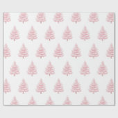 Roze Kerstbomen Cadeaupapier (Vlak)