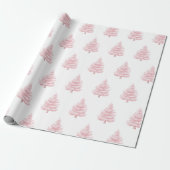 Roze Kerstbomen Cadeaupapier (Uitgerold)