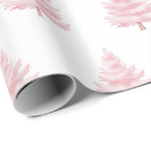 Roze Kerstbomen Cadeaupapier (Rol Hoek)