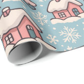 Roze kerstbomen cadeaupapier (Rol Hoek)