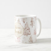 Roze Kerstbomen Gouden Glitter Schijn Helder Koffiemok (Voorkant rechts)