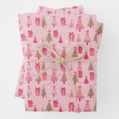 roze kerstbomen inpakpapier vel (In situ)