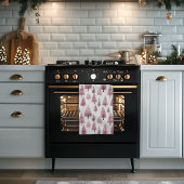 Roze kerstbomen keukenhanddoek