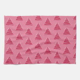 Roze kerstbomen keukenhanddoek