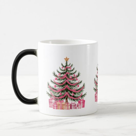 Roze kerstbomen magische mok (Links)
