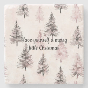 Roze Kerstbomen met Crème Stenen Onderzetter