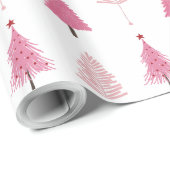 Roze Kerstbomen Modern Patroon Inpakpapier (Rol Hoek)