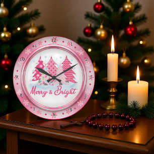 Roze Kerstbomen Ronde Kerst Decoratie Grote Klok