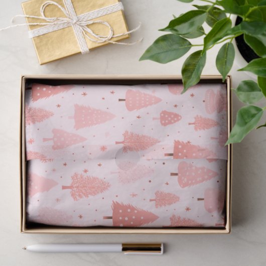 Roze kerstbomen sterren kerst tissuepapier (Geschenk)