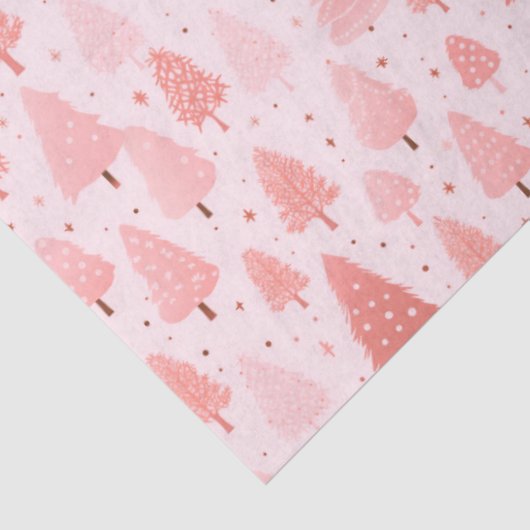 Roze kerstbomen sterren kerst tissuepapier (Detail)