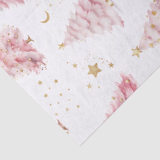 Roze kerstbomen tissuepapier (Detail)