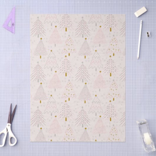 Roze Kerstbomen Tissuepapier (Craft)