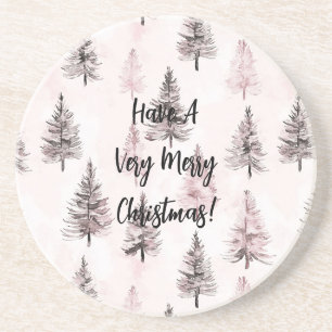 Roze Kerstbomen Zandsteen Onderzetter