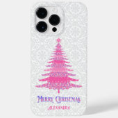 Roze Kerstboom Aangepaste naam Sparkle Case-Mate iPhone Case (Achterkant)