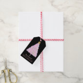 Roze kerstboom cadeaulabel (Met Touw)