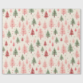  roze kerstboom cadeaupapier (Vlak)