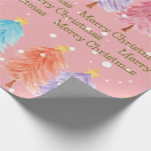 Roze kerstboom cadeaupapier (Hoek)