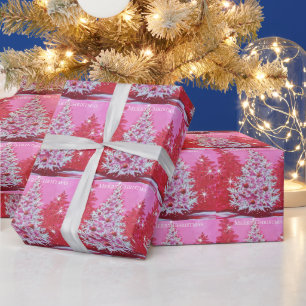 roze kerstboom cadeaupapier
