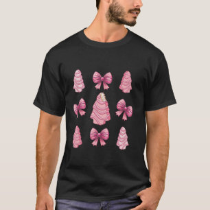 Roze Kerstboom Cake Trendy Coquette Bow Chris T-shirt