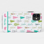 Roze kerstboom Case-Mate iPhone case (Achterkant (horizontaal))