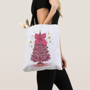 Roze Kerstboom Coquette Strik Kerstvakantie Draagtas