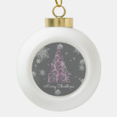 Roze kerstboom en sneeuwvlokken keramische bal ornament (Voorkant)