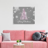 Roze kerstboom en Snowflakes Canvas afdrukken (Insitu (Woonkamer))