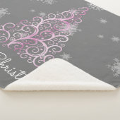 Roze kerstboom en Snowflakes Sherpa Blanket Sherpa Deken (3/4)